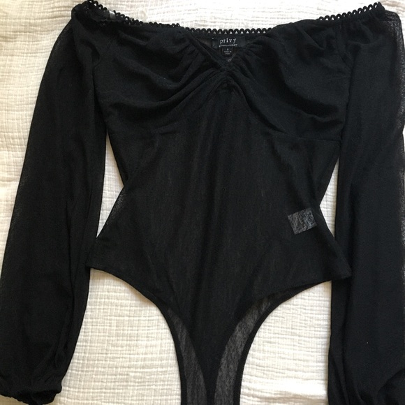 Dolls Kill Off Shoulder Mesh Bodysuit - Picture 2 of 2